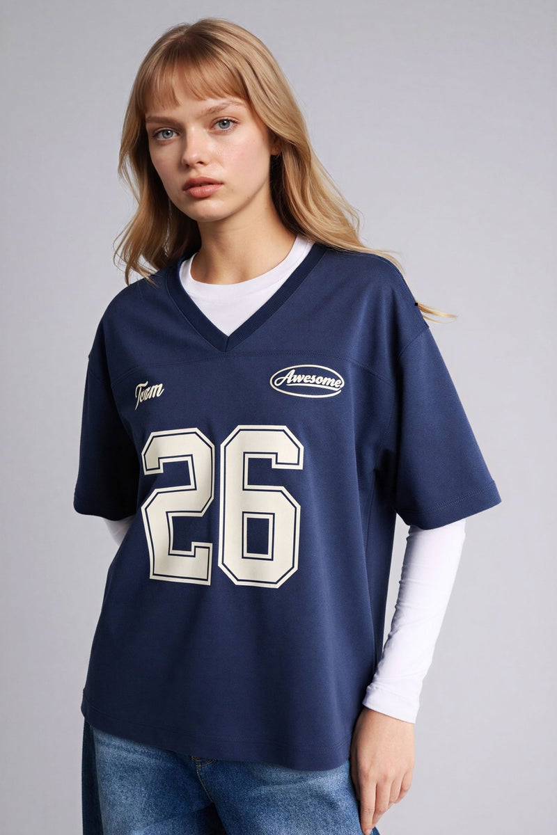 ديفاكتو تيشيرت نص كم اوفر سايز مطبوع - Image 3